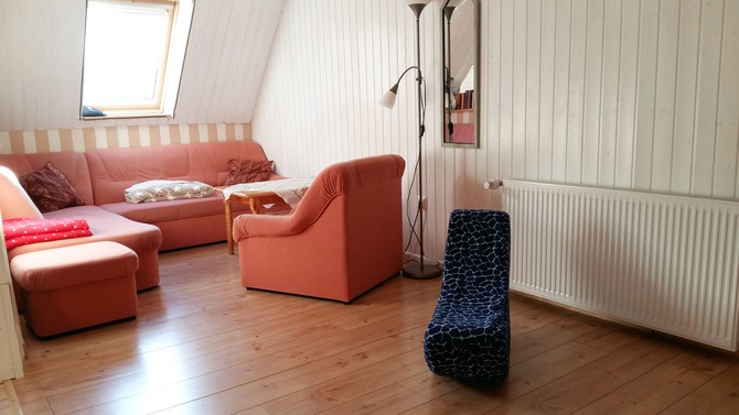 Ferienwohnung in K&uuml;kel&uuml;hn - Ferienhof Bl&ouml;hs - Wohnzimmer mit Wipp Banane