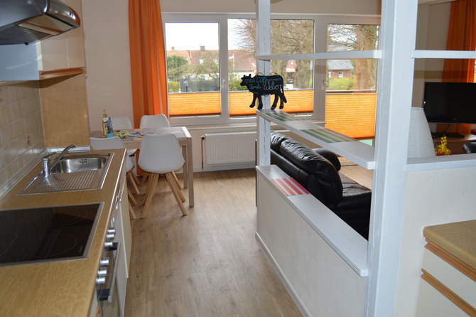 Ferienwohnung in Rettin - Bauernferienhof Kluvetasch Ostseeblick - K&uuml;chenblick Ferienhof Kluvetasch